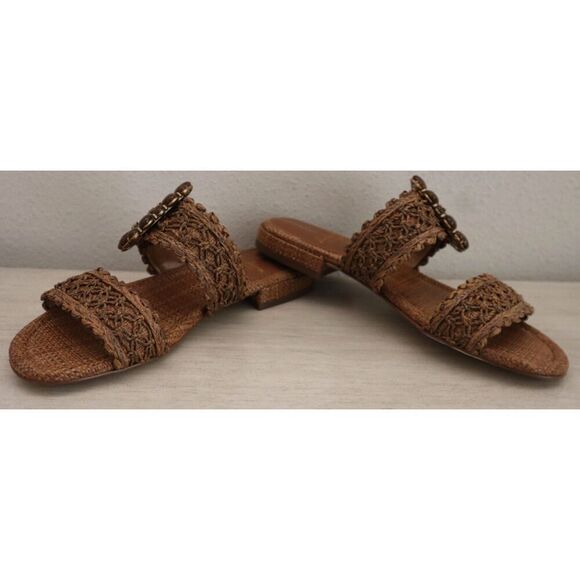 Sam Edelman J0187F2251 WMNs Sz 7M Dark Natural Raffia Elisa 2-Strap Sandals - Picture 14 of 15